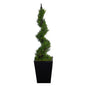 44" Cypress Spiral Topiary Artificial Tree in Black Metal Planter