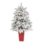 44" Flocked North Carolina Fir Artificial Christmas Tree with 150 Warm White Lights and 545 Bendable Branches in Planter