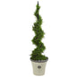 4.5'Cypress Artificial Spiral Topiary Tree in Decorative Planter