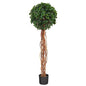4.5'English Ivy Single Ball Artificial Topiary Tree with Natural Trunk UV Resistant (Indoor/Outdoor)