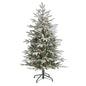 4.5'Flocked Manchester Spruce Artificial Christmas Tree with 100 Lights and 357 Bendable Branches