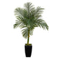 4.5'Golden Cane Artificial Palm Tree in Black Metal Planter