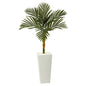 4.5'Golden Cane Artificial Palm Tree in Tall White Planter