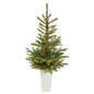 4.5'Layered Washington Spruce Artificial Christmas Tree with 100 Clear LED Lights and 189 Bendable Branches in White Planter