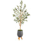 4.5'Olive Artificial Tree in Gray Planter with Stand
