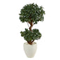 45" Sweet Bay Double Ball Topiary Artificial Tree in White Planter