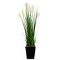 4.5'Wheat Plum Grass Artificial Plant in Black Metal Planter