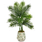 46" Areca Palm Artificial Tree in Floral Print Planter (Real Touch)