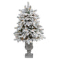 46" Flocked North Carolina Fir Artificial Christmas Tree with 150 Warm White Lights and 545 Bendable Branches in Decorative Urn
