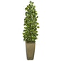47" Variegated Holly Leaf Artificial Tree in Green Planter (Real Touch)