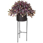 49" Fall Laurel Leaf with Berries Artificial Plant in Black Planter with Stand