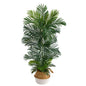 5'Areca Artificial Palm Tree in Boho Chic Handmade Cotton & Jute White Woven Planter UV Resistant (Indoor/Outdoor)