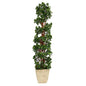 5'English Ivy Topiary Spiral Artificial Tree in Country White Planter UV Resistant (Indoor/Outdoor)