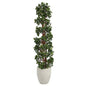 5'English Ivy Topiary Spiral Artificial Tree in White Planter UV Resistant (Indoor/Outdoor)