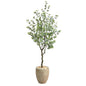 5'Eucalyptus Artificial Tree in Sandstone Planter