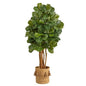5'Fiddle Leaf Fig Artificial Tree in Handmade Natural Jute Planter with Tassels