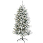 5'Flocked Livingston Fir Artificial Christmas Tree with Pine Cones and 200 Clear Warm LED Lights