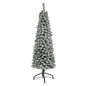 5'Flocked Pencil Artificial Christmas Tree with 318 Bendable Branches