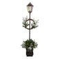 5'Holiday Pre-lit Decorated Lamp Post with Artificial Christmas Greenery, Decorative Container and 50 LED Lights Indoor Outdoor Patio Porch Decor