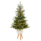 5'North Carolina Spruce Artificial Christmas Tree with 100 Clear Lights and 207 Bendable Branches in White Planter with Stand