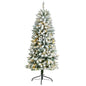 5'Slim Flocked Montreal Fir Artificial Christmas Tree with 150 Warm White LED Lights and 491 Bendable Branches