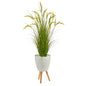 5" Wheat Grain Artificial Plant in White Planter with Legs