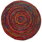 5'x 5'Hand Braided Boho Colorful Chindi Round Rug