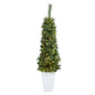 50" Green Pencil Artificial Christmas Tree with 100 Clear (Multifunction) LED Lights and 140 Bendable Branches in White Metal Planter