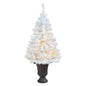 50" White Artificial Christmas Tree with 100 Clear LED Lights in Charcoal Planter