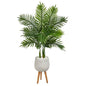 52" Areca Palm Artificial Tree in White Planter with Stand (Real Touch)