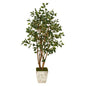 53" Ficus Artificial Tree in Country White Planter