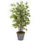 54" Bamboo Artificial Tree in Black Embossed Tin Planter