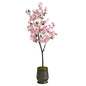 5.5'Cherry Blossom Artificial Tree in Ribbed Metal Planter
