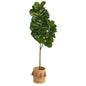 5.5'Fiddle Leaf Fig Artificial Tree in Handmade Natural Jute Planter with Tassels