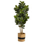 5.5'Oak Artificial Tree in Handmade Natural Cotton Planter UV Resistant (Indoor/Outdoor)