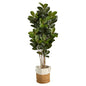 5.5'Oak Artificial Tree in Handmade Natural Jute and Cotton Planter UV Resistant (Indoor/Outdoor)