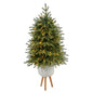 56" Vancouver Fir “Natural Look" Artificial Christmas Tree with 250 Clear LED Lights and 814 Bendable Branches in White Planter with Stand