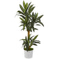 59" Yucca Artificial Plant in White Tin Planter