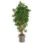 6'Black Olive Artificial Tree in Handmade Black and White Natural Jute and Cotton Planter