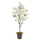 6'Cherry Blossom Artificial Tree in Decorative Metal Pail with Rope