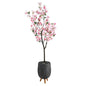 6'Cherry Blossom Artificial Tree in Gray Planter with Stand