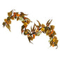6'Fall Green and Orange Assorted Pumpkin and Gourds with White Berries Artificial Autumn Garland