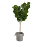 6'Fiddle Leaf Fig Artificial Tree in Handmade Black and White Natural Jute and Cotton Planter