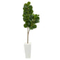 6'Fiddle leaf Fig Artificial Tree in Tall White Planter