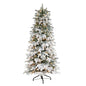 6'Flocked North Carolina Fir Artificial Christmas Tree with 450 Warm White Lights and 1560 Bendable Branches