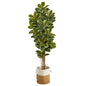 6'Oak Artificial Tree in Handmade Natural Jute and Cotton Planter UV Resistant (Indoor/Outdoor)