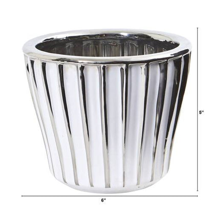 6" White Vase with Silver Trimming