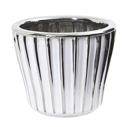 6" White Vase with Silver Trimming