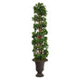 62" English Ivy Topiary Spiral Artificial Tree in Charcoal Urn UV Resistant (Indoor/Outdoor)