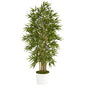 64" Bamboo Artificial Tree in White Tin Planter
